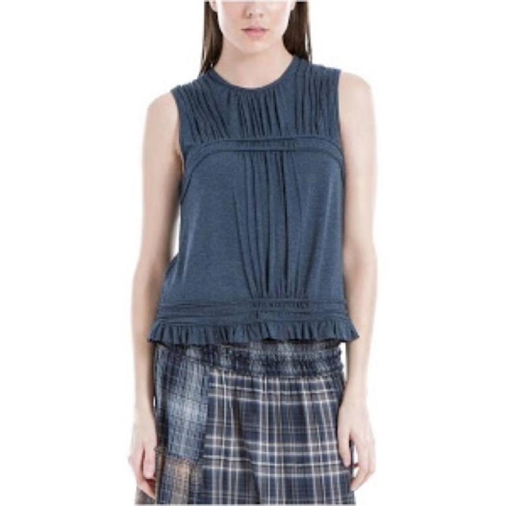 New Women’s Max Studio Cotton Pleated Tank Top